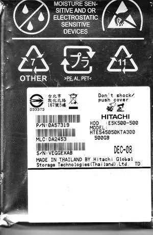 Hitachi 500 GB 2.5' Internal Hard Drive