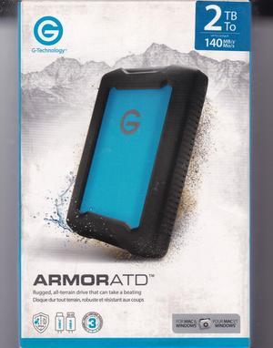 G-Technology 2TB ArmorATD Portable Hard Drive USB 3.1 Gen 1 Model 0G10434-1