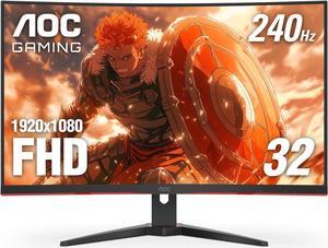 AOC C32G2ZE 32" Curved Frameless Gaming Monitor, Full HD 1920x1080, VA, 0.5ms 240Hz, AMD FreeSync Premium, DP/HDMI/VGA, VESA, 3-3-1 Re-Spawn Program, Xbox PS5 Switch, Black