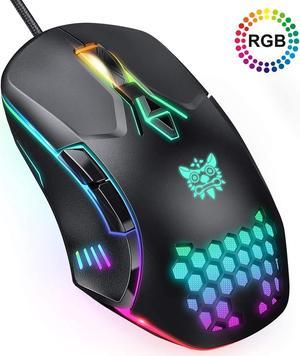 Gaming Mouse Wired, RGB Backlit 6400 DPI Adjustable Gaming Mouses, Grip Ergonomic Optical PC Computer Gaming Mice, 7 Buttons for Windows 7/8/10/XP Vista Linux