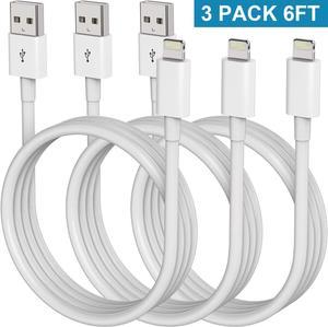 [3 PACK] for iPhone Charger Cable 6ft, Lightning to USB Cable Cord 6 Foot / 2M, 2.4A Fast Charging Cords Phone Chargers for iPhone 13/12/11 Pro/MAX/XS/8/7/6/SE/i-Pad