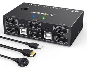Switch DisplayPort 2 In 1 Out 8K@60Hz 4K@144Hz – Selettore DP 1.4 Con Alloggiamento In Alluminio E Commutazione One-touch