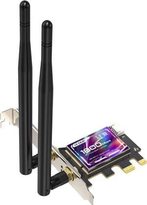 PCIE WiFi 6 Card AX1800M Bluetooth 5.2 Adapter for Desktop PC, 2.4GHz/5.8GHz Dual Band Wireless PCI Express Internal Network Card Support Windows 10/11 64-bit