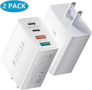40W USB C Charger Cube Wall Charger, [2-Pack] Wall Plug Fast Charging Block, 4-Port PD + QC Power Adapter Multiport Brick Type C Box for i-Phone 15/14/13/12/11/Pro Max/XS/XR/8/7, Tablets, Cellphones