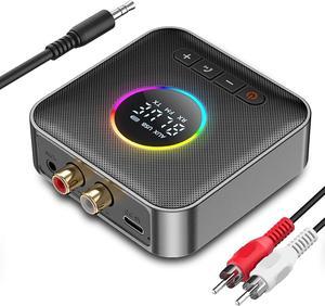 SMA Bluetooth Receiver for Hi-Fi, Bluetooth 5.4 Audio Transmitter with 3.5mm jack and 2 RCA ports, AUX Bluetooth 5.4 Adapter for Car with RGB Lights, Noise Canceling, Dual Pairing, U disk Playback