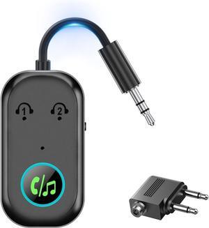 SMA Bluetooth Transmitter Receiver, Aux Wireless Adapter Bluetooth 5.3, 2-in-1 Bluetooth Transmitter for TV, Airplane, Home Stereo, Speakers, Headphone, Car, 3.5mm Jack Dual Bluetooth Connection