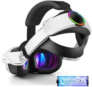 SMA Head Strap with Battery Compatible with Me-ta/Ocu-lus Quest 3/Quest 3S, 10000mAh Fast Charging Battery Pack Extend 8H Playtime, RGB Light Adjustable Elite Strap Enhanced Support & Balance in VR