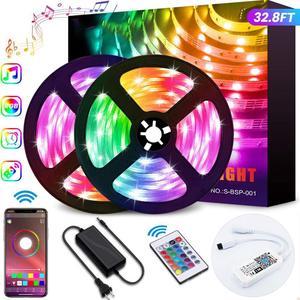 LED Strip Lights 32.8ft / 10M,WiFi IP65 Waterproof Dimmable Led Light Strip with Remote,Music Sync Color Changing RGB LED Strip Lights for Bedroom, Work with Amazon Alexa Google Assistant