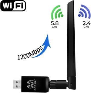USB WiFi Adapter 1200Mbps, USB Wireless Network Adapter WiFi Card/Dongle/Antenna, 5GHz Wireless Adapter for Desktop/PC/Laptop,Support Win10/8/7/XP/Vista Mac OS