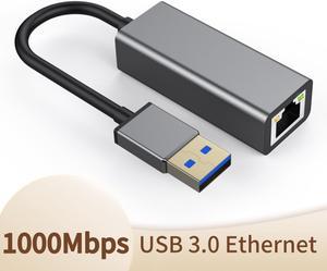 Network Adapter USB 3.0 to Ethernet RJ45 LAN Gigabit Adapter for 10/100/1000 Mbps USB Ethernet Adapter Compatible with Mac OS X, Linux, Chrome OS, Windows 10/8.1/8/7/XP/Vista