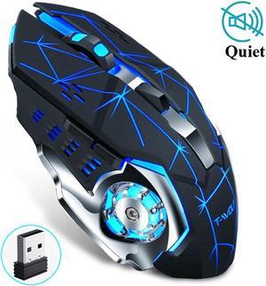 Wireless Silent Gaming Mouse 2.4Ghz 2400 DPI Rechargeable Adjustable 7 Color Backlight Breathing Gamer Mouse Game Mice for PC Laptop