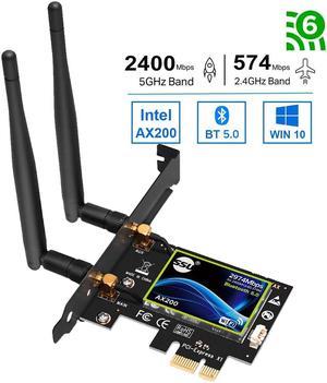 WiFi 6 AX200 PCIE WiFi Card 2974Mbps with Bluetooth 5.0, 802.11AX Dual Band 5GHz/2.4GHz Wireless PCIe Adapter for PC Desktop,Support Windows 10 64bit