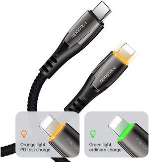 [ Type C to Phone 11 Pro Max/11 ] Power Off/On LED Smart Auto Disconnect 18W PD Fast Charge Cord Nylon Braided Sync Charge USB Data 6FT Cable Compatible New Phone List Below (Black, 4FT/1.2M)