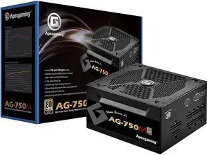 APEXGAMING Gaming Power Supply 80 Plus Certified, Active PFC, Ultra Silent Anti-Vibrating Fan (80 Plus Gold Certified, 750W Fully Modular PSU)