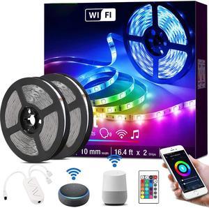 Smart LED Strip Lights Works with Alexa Google Home, 32.8ft Music Sync RGB Color Changing, SMD 5050 LED Tape Light, 16 Million Colors LED Lights for Bedroom, Home, Kitchen, TV, Party and Festival