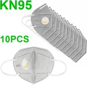 10PCS KN95 Mask Gray with Air Valve Respirator FFP3 Face Mask with 5 Layers Protection FFP3 Masks Filtration Mouth Cover Anti Dust Pollution FFP2 Mask for Dust and Personal Health, for Home Office Use