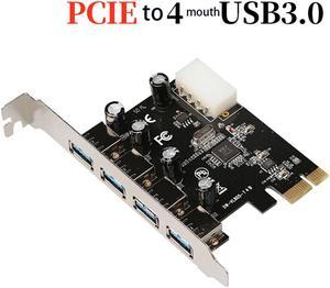 VL805 Chipset PCIe X1 4-port USB3.0 Riser Card to 4-port USB3.0 4-pin Power Add-on Card 4-port USB 3.0 PCI-e Expansion Card