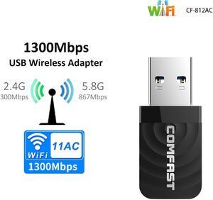 High Speed USB 3.0 Wireless Wifi Adapter Dual Band 2.4 +5 GHz 1300 Mbps 802.11AC 802.11 a/b/n/g/ac Wifi Antenna Network Card Wireless Adapter Support Windows XP/Vista/7/8/10 Mac OS