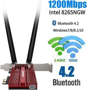 Dual-band 2.4/5G WiFi PCI-E Card Bluetooth 4.2 WiFi Adapter 1200Mbps Wireless Adapter for Desktop 2*6dBi Antenna Network Card for Windows 7 / 8 / 8.1 / 10