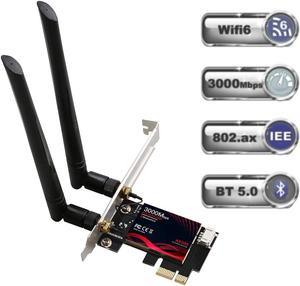 WiFi 6 PCIe WiFi Card for PC with Shield Cover| 802.11AX Dual Band 2.4G/574M 5.8G/2400M Wireless Network Card | Bluetooth 5.0 | Intel AX200 | MU-MIMO | Low Latency | Support Win 10 64bit