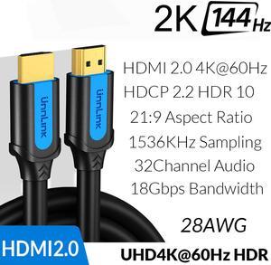 HDMI Cable 16.4ft/5M HDMI 2.0 UHD 4K 60Hz/fps High Speed 18Gbps HDCP2.2 Dobly Vision HDR10 21:9 3D 4:4:4 Deep Color CEC ARC Ethernet Compatible with Computer ps4 roku Apple tv fire tv Xbox