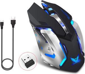 Wireless Gaming Mouse, 2.4GHZ Rechargeable Wireless Computer Game Mice Built in with 600mAh Battery