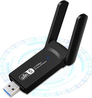 USB WiFi Adapter 1200Mbps Wireless Internet Adapter USB 3.0 WiFi Dongle for PC 802.11AC with 3dBi High Gain Antenna Support Linux Mac OS 10.15 Windows 10/8.1/8/7/ XP System, Easy to Use (Black)