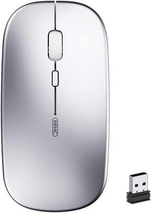 Wireless Mouse Rechargeable, Ultra Thin 1600 DPI Mini 2.4G Silent Optical Cordless Mouse Mice for Laptop, PC, Computer, Mac