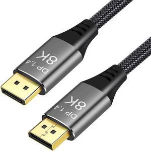 8K DisplayPort Cable 6.6ft Ultra HD DisplayPort 1.4 Male to Male Nylon Braided Cable, 7680x4320 Resolution, 8K@60Hz, 4K@144Hz, 32.4Gbps, HDP, HDCP for PC, Laptop, HDTV, DP to DP Cable (2M)