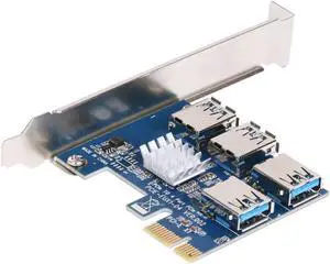 PCIe 1 to 4 PCI-Express 16X Slots Riser Card PCI-E 1X to External 4 PCI-e USB 3.0 Adapter Multiplier Card for Bitcoin Miner
