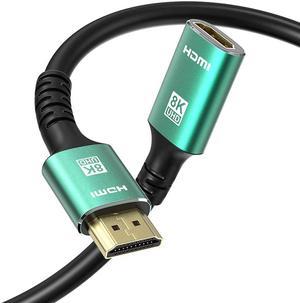 HDMI 2.1 Cable 8K 1.5m/4.9ft, High-Speed 48Gbps HDMI Cable Male to Female Support 8K @60Hz, 4K @120Hz, Dynamic HDR, eARC, VRR, 3D HDMI Extension Cable for TV/PC/PS3/Set-top Box/Monitor