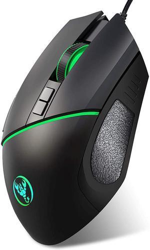 RGB Optical Ergonomic Wired Gaming Mouse with Backlit RGB LED Backlit, Ergonomic Mouse Griffin Programmable with 7 Backlight Modes up to 6400 DPI for Windows PC Gamers (Black)