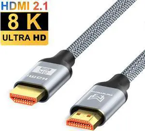 8K HDMI 2.1 Cable, 3.3ft 8K Ultra HD HDMI Cable | Support High Speed 48Gbps 8K 60Hz, 4K 120Hz, Dynamic HDR, eARC Compatible with Newest Apple TV,Samsung QLED TV,Xbox Series X,PS5 (3.3 Feet, 1M)