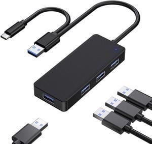 4-Port USB 3.0 HUB, Aluminum USB C & USB 3.0 to USB Adapter with 4 USB 3.0 Ports, Ultra Slim Portable USB Splitter for Laptop MacBook, Mac Pro/Mini, iMac, Ps4, Surface Pro, XPS, PC, Flash Drive