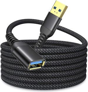 10FT USB 3.0 Extension Cable USB Type A Male to Female USB3.0 Extension Cord Durable Braided Material High Data Transfer Compatible with USB Keyboard,Mouse,Flash Drive, Hard Drive,Printer -Black