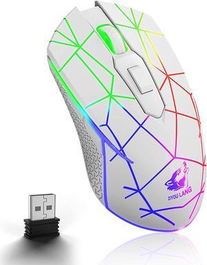 Wireless Gaming Mouse with 2.4Ghz USB Receiver Rainbow RGB Backlight Adjustable DPI Silent Click Rechargeable Ergonomic 6 Buttons Gaming Mouse for Computer Laptop PC Mac Gamer Office Use