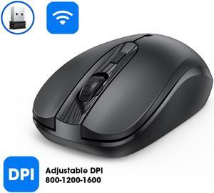 Wireless Mouse, 2.4G Rechargeable Silent Ergonomic Mouse for Laptop with USB Receiver, Portable Cordless Mice with 3 Adjustable DPI Levels up to 1600dpi for Windows, PC, Chromebook, MacBook, Linux