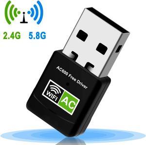 USB WiFi Adapter 600Mbps Mini USB Wireless Adapter Network WiFi Dongle High Speed Dual Band for PC/Desktop/Laptop, Support Windows10/8/7/Vista/XP/TV box, No CD Disk Needed