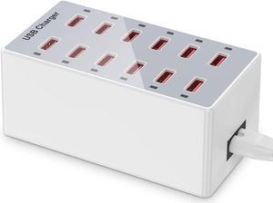 USB Charger 60W 12-Ports USB Charging Station for Multiple Devices USB Wall Charger Power Hub Strip Amazon Smart Plug Fast Charging Dock Block for iPhone Xs/XR,iPad,iPod,Galaxy S9/S8,Laptop and More