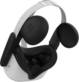 VR Silicone Face Cover & Ear Muffs for Oculus Quest 2 Headset, Sweatproof Waterproof Anti-Dirty Replacement Facial Cushion and Enhance Headset Sound Headphone Extension Cover (Black, 1 Set) VR Silicone Face Cover & Ear Muffs for Oculus Quest 2 Headset, Sweatproof Waterproof Anti-Dirty Replacement Facial Cushion and Enhance Headset Sound Headphone Extension Cover (Black, 1 Set)