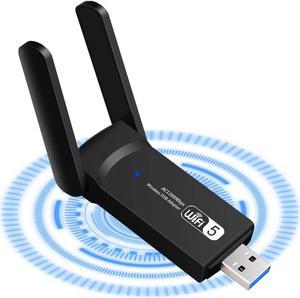 1200Mbps USB WiFi Adapter, AC1200 Dual Band WiFi Dongle Receiver, Support 5Ghz 867Mbps 2.4Ghz 300Mbps, USB 3.0 Wireless Adapter for PC / Desktop / Laptop Windows10 / 8.1 / 8/7 / XP, Mac 10.5-10.15