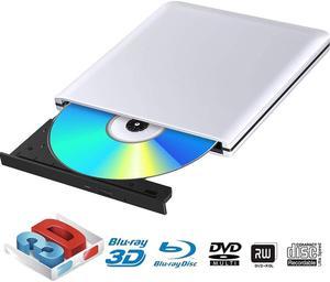 External Blu Ray DVD Drive Burner 3D, Portable USB 3.0 Bluray Disc Burner Player Reader Writer BD DVD CD RW ROM Player for Mac OS, Linux, Windows XP/Vista/7/8/10, PC, Aluminum SIlver