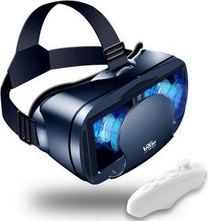 VR Headset Virtual Reality VR 3D Glasses VR Set 3D Virtual Reality Goggles, Controller, Adjustable VR Glasses Support 5-7 Inches [with Gamepad]