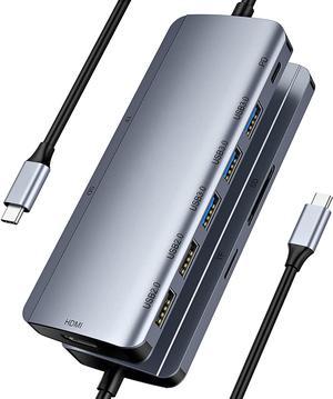 USB C Hub, 9 in 1 USB Hub [Fast reading] USB C Hub Adapter, with 4K HDMI, 100W Power Delivery, 3 USB 3.0 5Gbps Data Ports/MicroSD/SD Card Reader, for MacBook Air, MacBook Pro, XPS, and More