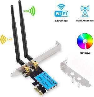 PCI Express WiFi Card, 1200M Wireless Network Card, AC1200Mbps PCIe Dual Band 5G/2.4G Wireless WiFi Adapter Network Card for Windows 10/Windows 8/Windows 7