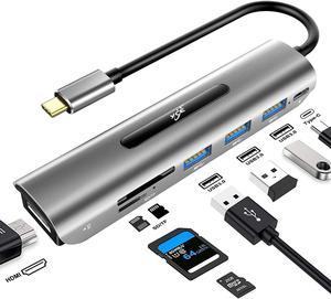 USB C Hub, 7 in 1 USB C to 4K HDMI Adapter with 100W Power Delivery, 3 USB 3.0 Ports, SD/TF Card Readers for MacBook/Pro/Air/iMac/iPad Pro and Type C Laptops Chromebook