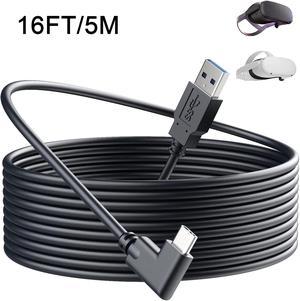 for Oculus Quest Link Cable 16ft/5M, Oculus Link Cable, 90 Degree Angled High Speed Data Transfer Fast Charging USB C Cable for Oculus Quest/VR Headset/Gaming PC, Black Oculus Quest Link Cable 16feet