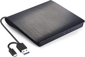 External CD/DVD Drive, USB3.0 & USB C DVD+/-RW Portable CD DVD Burner Optical Drive is Suitable for laptop/desktop/MacOS/Windows10/8/7/XP high-Speed Data Transmission