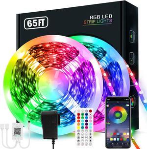 LED Strip Lights, 65ft / 20M Smart Rope Light Strips with 44-Key Remote, RGB 5050 Color Changing Music Sync Led Strip, Phone App Control Led Lights for Bedroom, Living Room Christmas Party Decoration