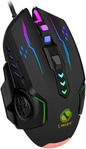 3600dpi USB Wired Gaming Mouse, 6 Buttons LED Backlit E-sports Gaming Mice, 6D Colorful LED Light Glowing Mouse for Laptop PC Computer Gamer